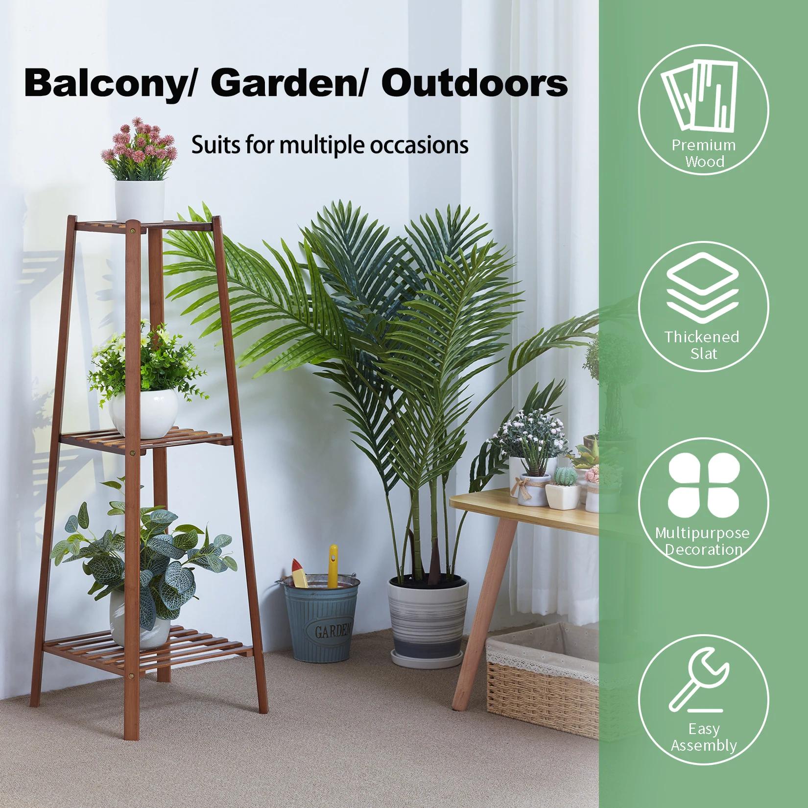 Support de Pot de plantes en bambou à plusieurs niveaux, grand présentoir de plantes, support de fle
