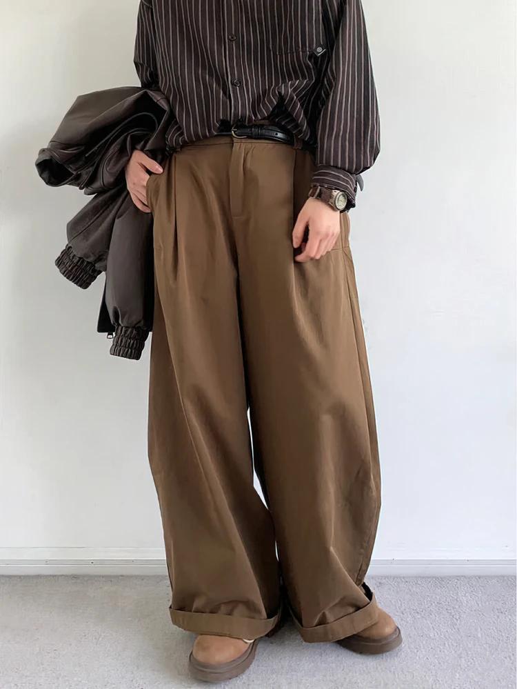 Vintage marron Baggy Cargo pantalon hommes Koraen Harajuku costume pantalon bureau pantalon décontra