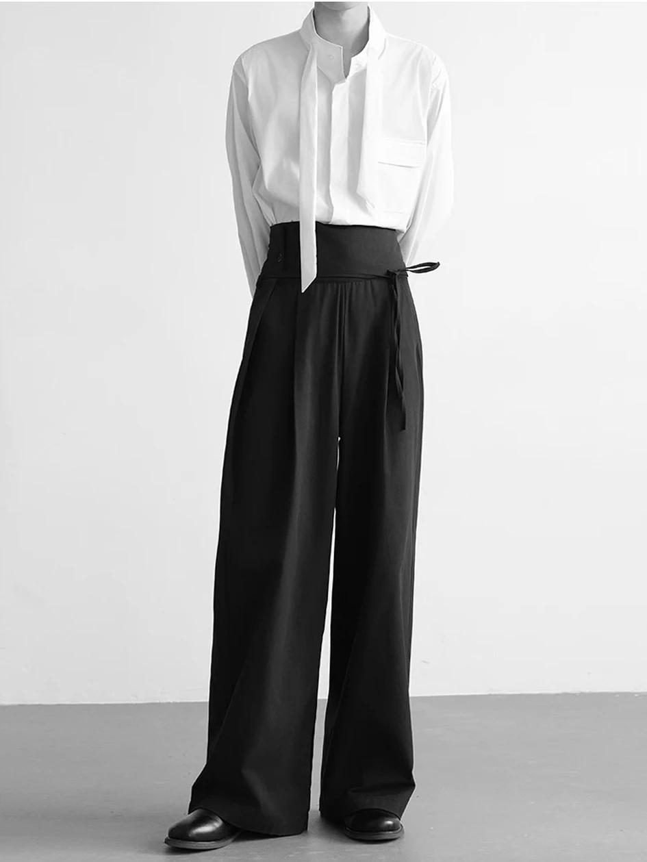 Mauroicardi printemps automne longue ample décontracté Baggy fluide doux noir jambe large pantalon h