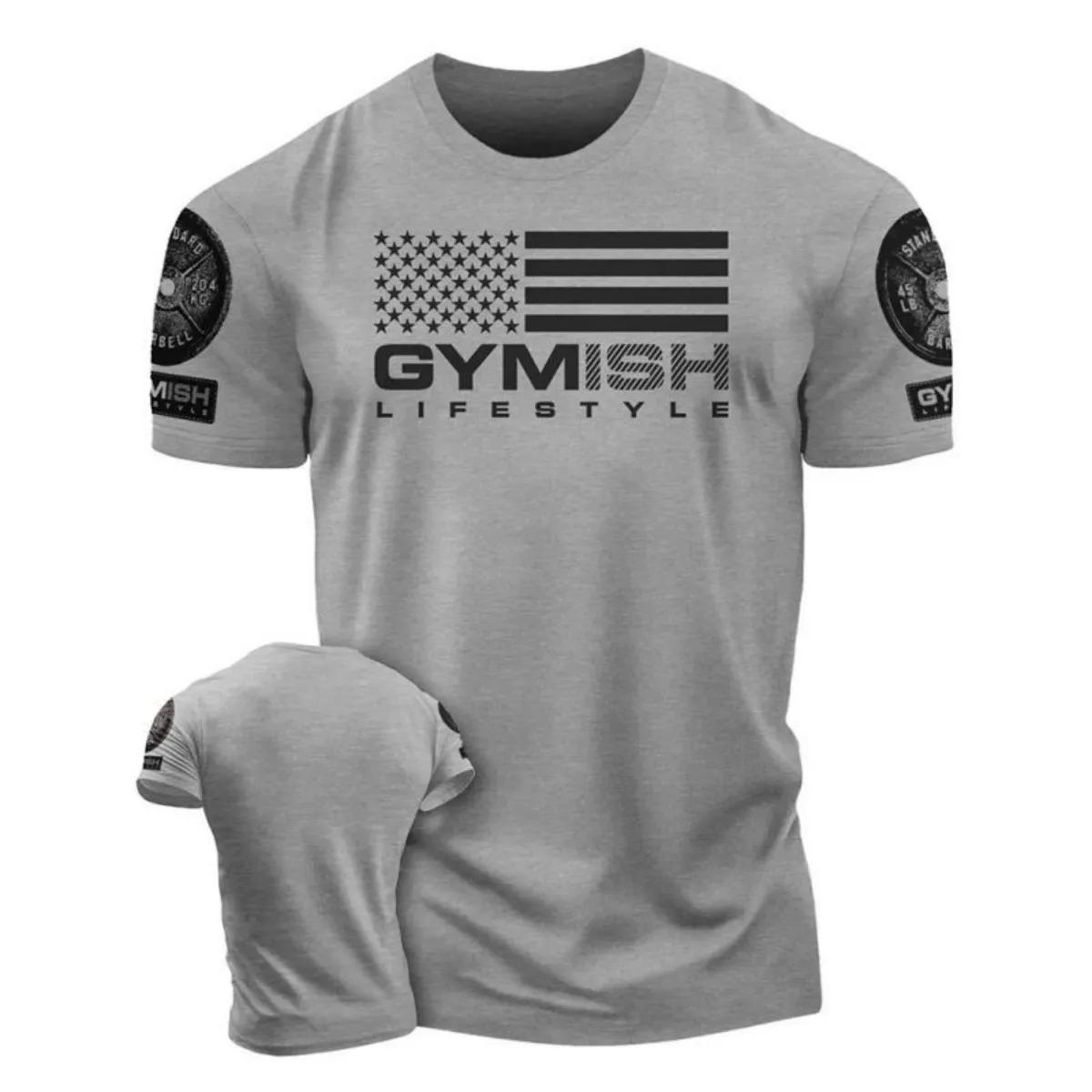 T-shirt col rond confortable et respirant pour hommes, mode d'été, entraînement musculaire, lettre i