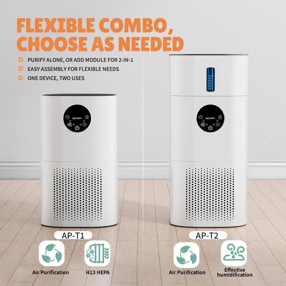 ROUNY Purificateur d'air et humidificateur 2 en 1, appareil multifonction, désodorisant et humidific