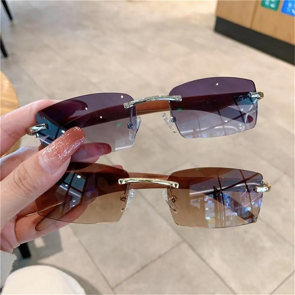 ChimPunk-Lunettes de soleil rectangulaires sans monture pour hommes et femmes, nuances de conduite, 