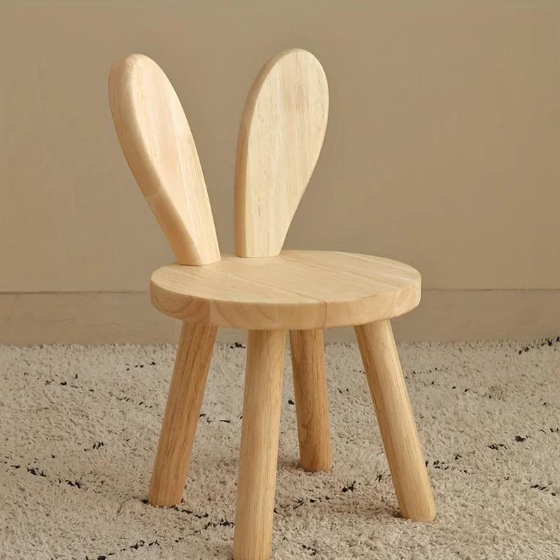 1pc petit tabouret créatif, oreilles de lapin mignonnes petit tabouret en bois massif, tabouret déco