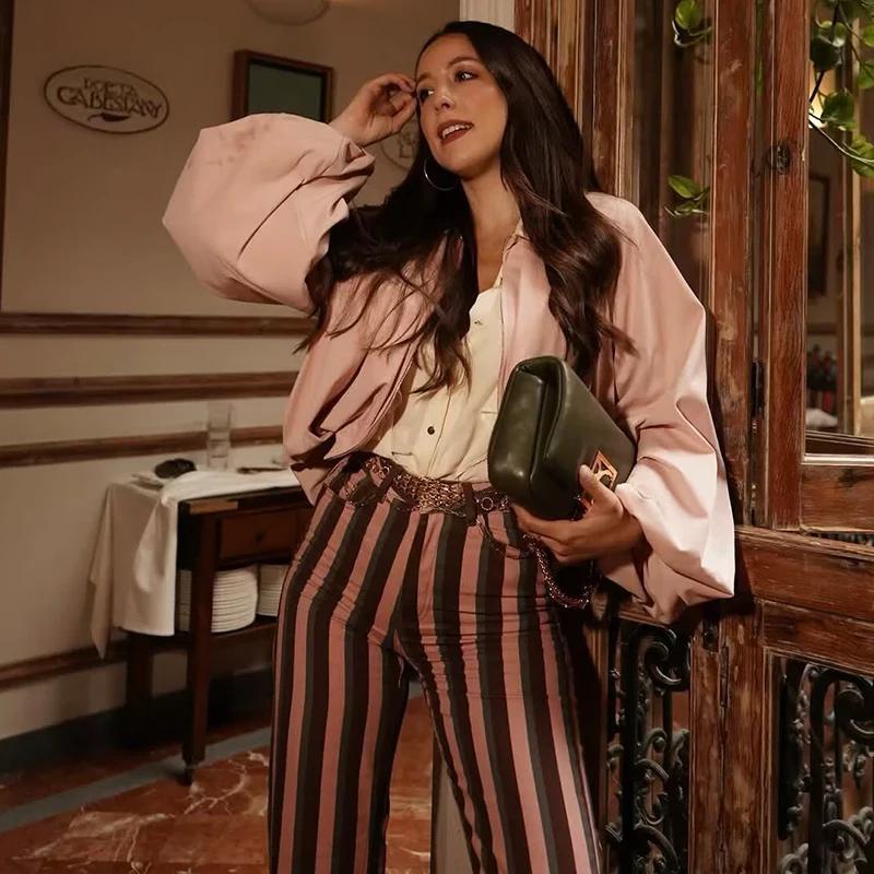 Nouvelles vestes pour femmes Printemps 2026 – Blouse élégante rose ample et chaude pour le printemps