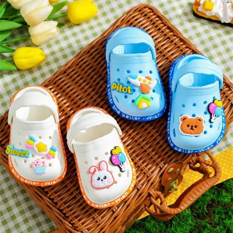 Sandales d'été pour filles, bébés garçons et filles, sandales de dessin animé à talons plats, pantou