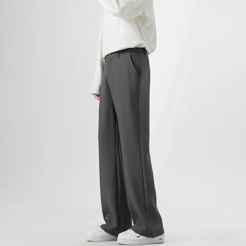 Small Flared Version Men's Casual Pants 2025 Fashion Korean Loose Elastic Drape Business Office Soli