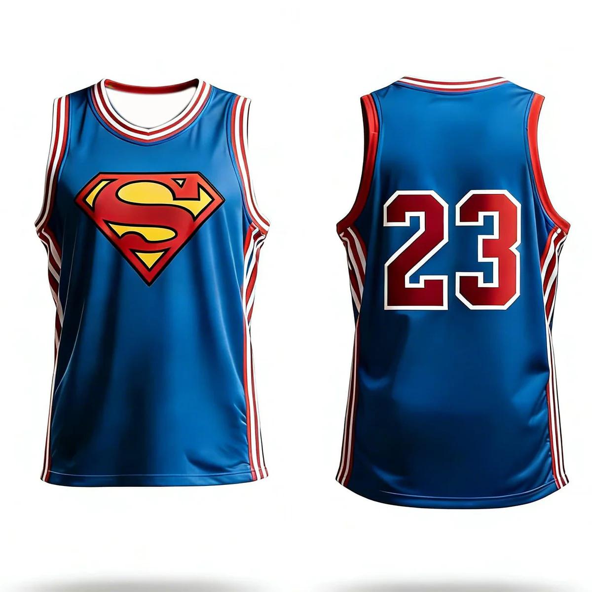 Maillot de basket Superman 23 pour homme, débardeur de sport sans manches en maille respirante, stre