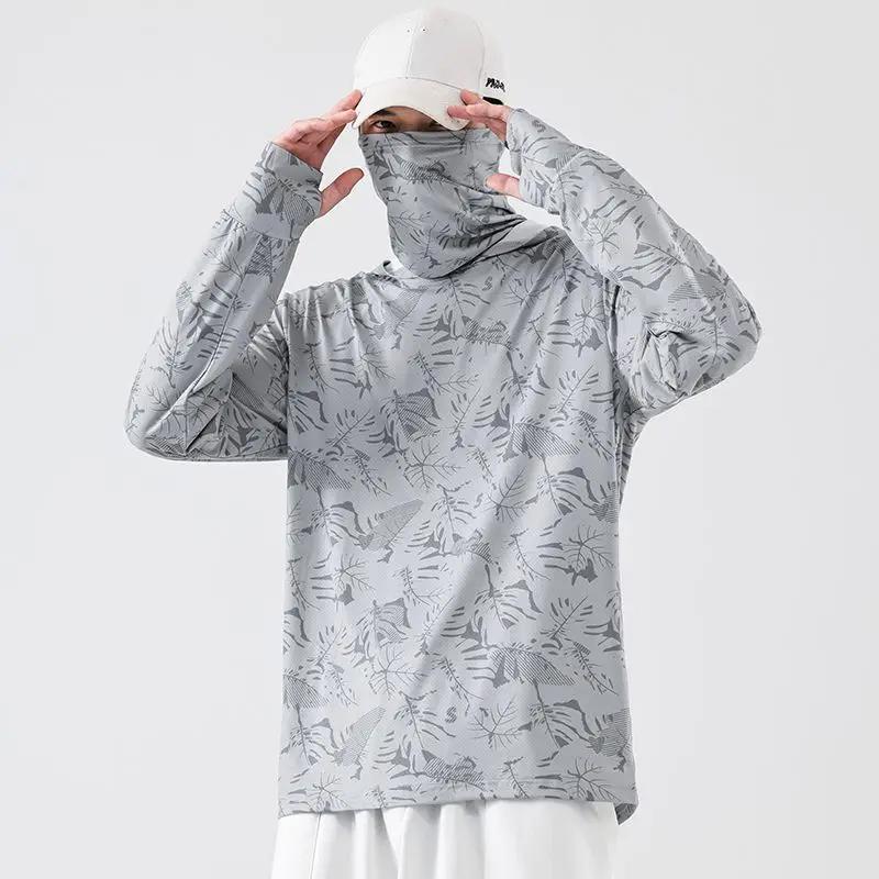 T-shirts de protection solaire pour hommes, manches longues, résistants aux UV, pêche, randonnée, ma
