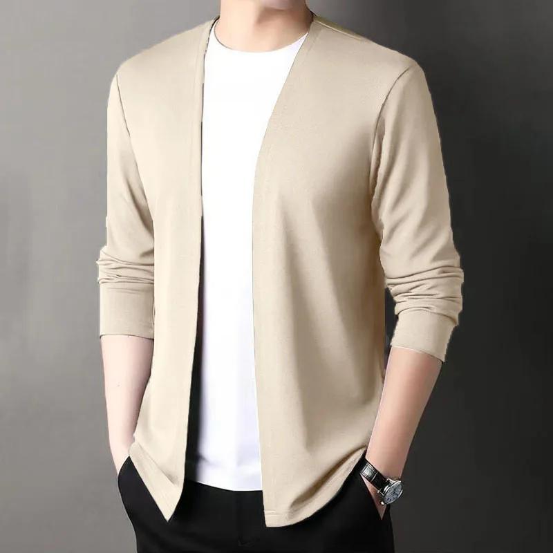 Nouveau Cardigan ajusté pour hommes, vêtements d'extérieur fins de printemps et d'automne, manches l