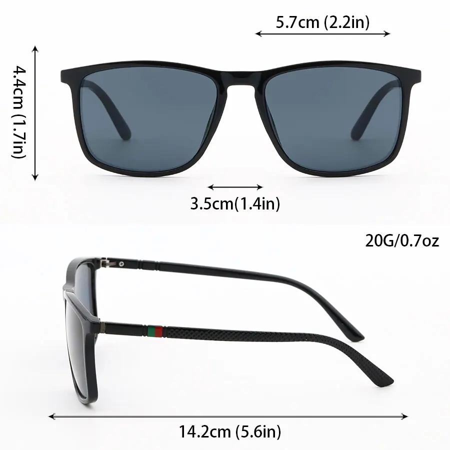 Lunettes de soleil carrées classiques pour hommes, confortables, légères, à monture noire, idéales p