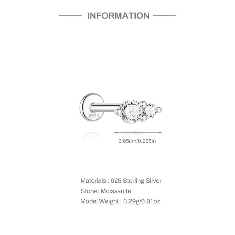Aide Moissanite diamant boucles d'oreilles pour femmes original 925 en argent Sterling vis arrière f