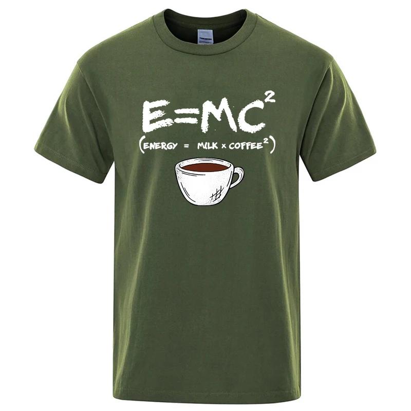 T-shirt d'été pour hommes 100% coton décontracté drôle énergie = lait + café imprimé hommes Cool amp