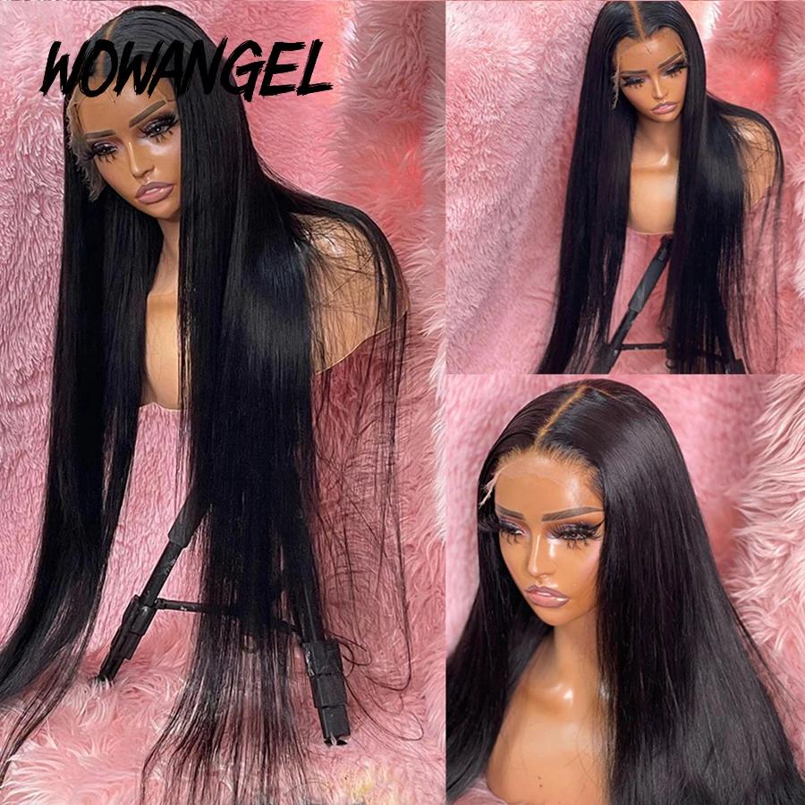 Perruque Lace Front Wig brésilienne naturelle-WOW ANGEL, cheveux lisses, 13x6, HD, pre-plucked, nais