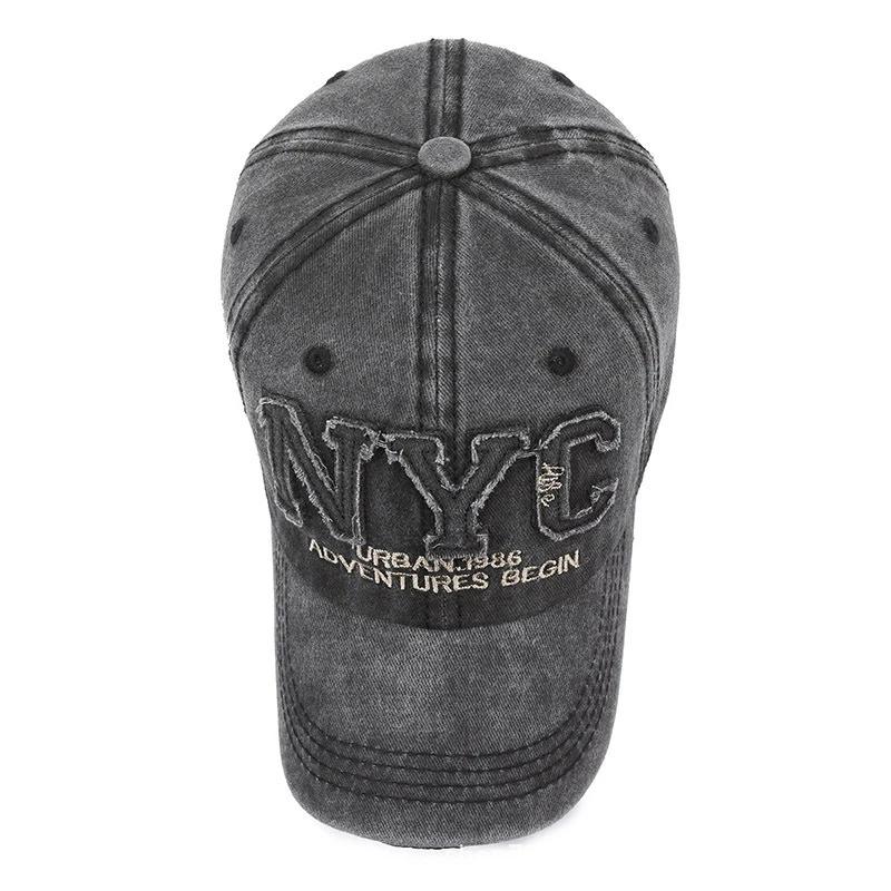 Nouvelle Arrivée Casquette de Baseball Vintage à Grande Lettre NYC pour Hommes en Coton Lavé Printem