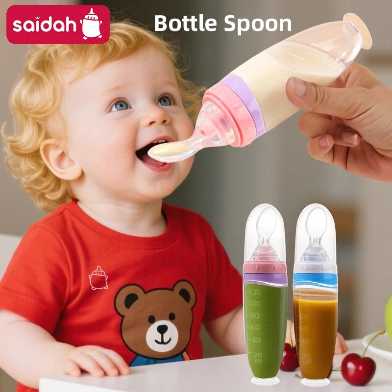 Mangeoire à presser en Silicone liquide pour bébé, 120 ml/4oz |   Distributeur de purée de fruits et