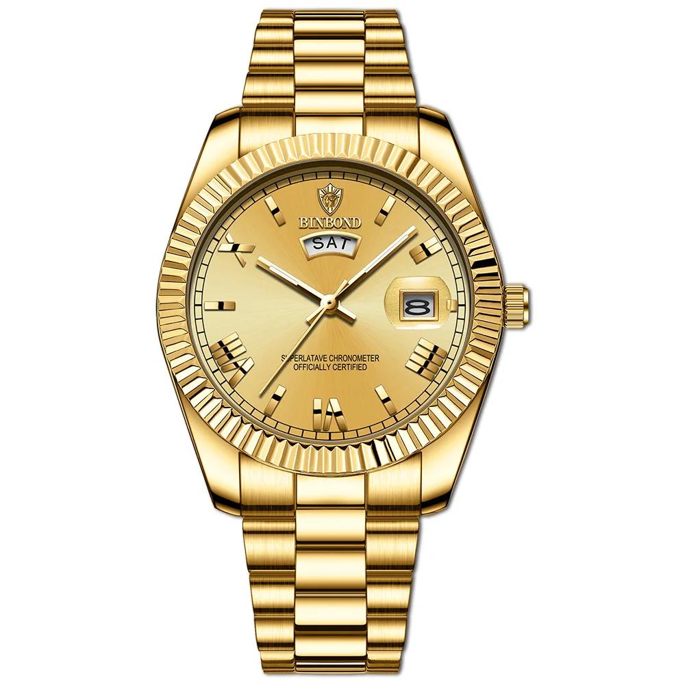 BINBOND marque hommes affaires sport montre à Quartz classique étanche calendrier lumineux horloge c