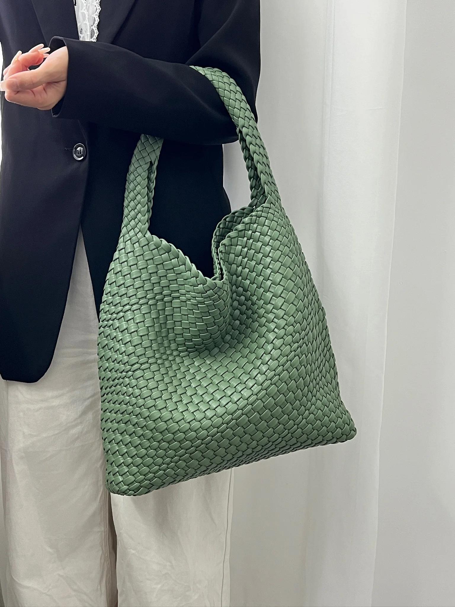 Sac à bandoulière en cuir PU pour femmes, sac sous les bras tissé en tissu doux, tendance, Style eur
