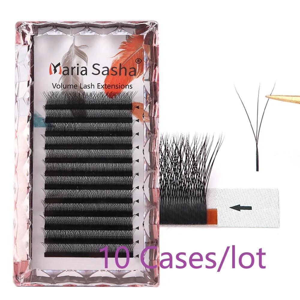 MARIA 10 étuis 3D W marque privée en gros grappes de cils russes facile ventilateur Volume Extension