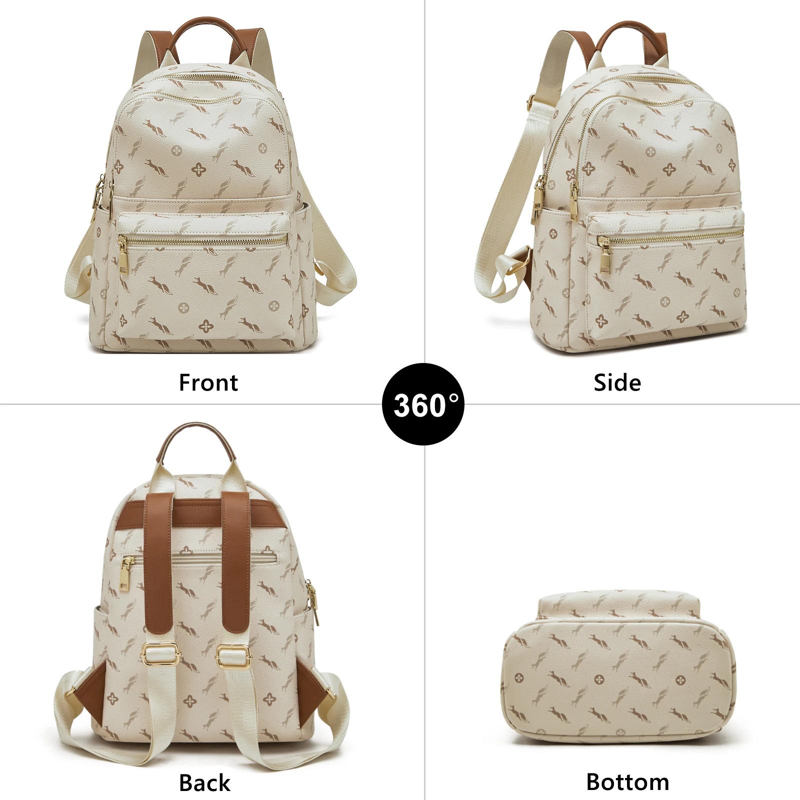 FOXER – sac à dos élégant en cuir imprimé pour femmes, sac à dos de grande capacité pour filles, sac