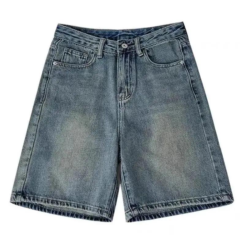 Printemps été femmes décontracté Denim Shorts mode femme jambe large jean court genou longueur Denim