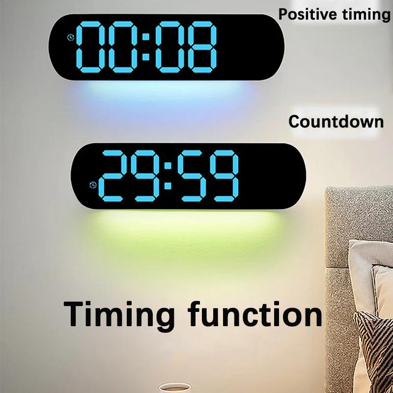Horloge murale numérique grand écran LED affichage de la température et de l'humidité réveil électro
