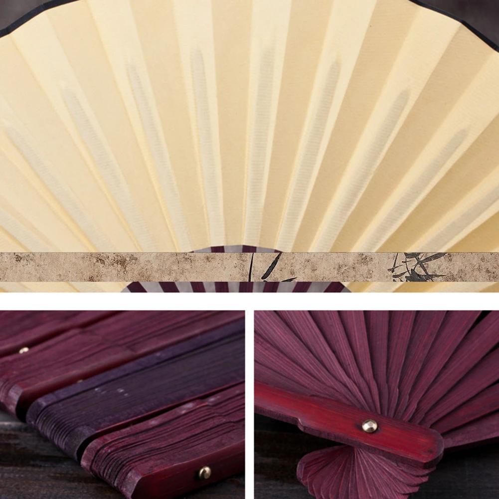 Éventail pliant chinois vierge en tissu de soie de 10.6 pouces/13 pouces, éventail pliant en bois de