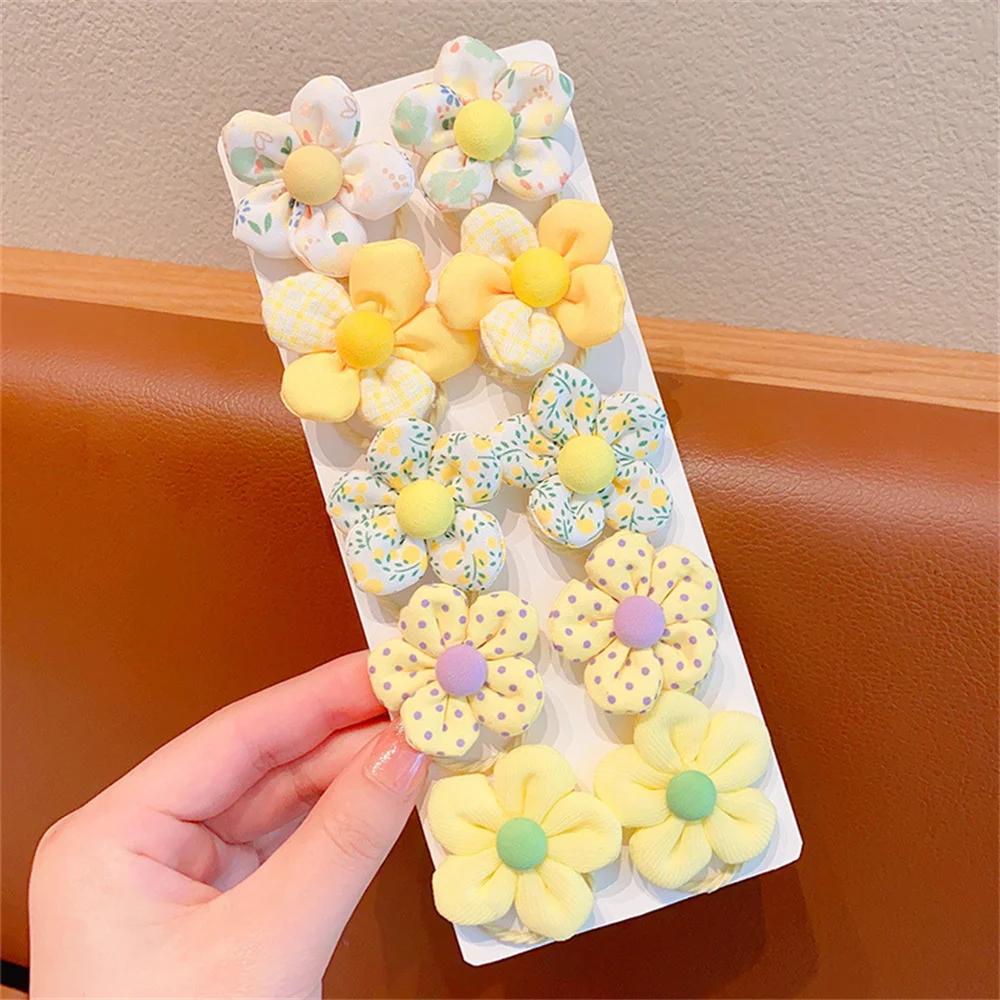 10 pièces/ensemble fleur élastique cheveux cravates belle Boutique grande fleur bandes de caoutchouc