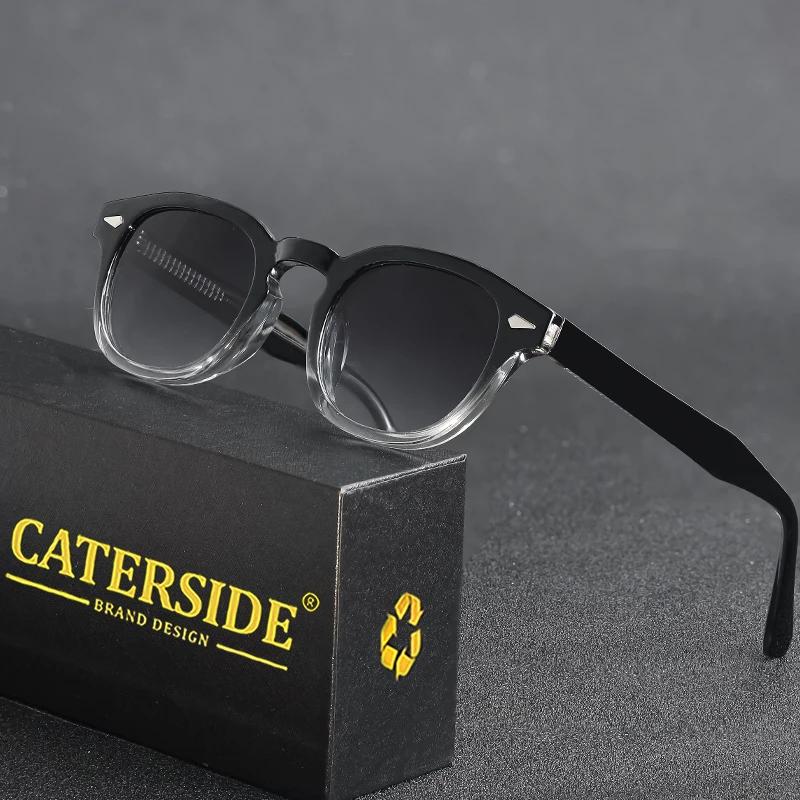CATERSIDE rétro rond hommes lunettes de soleil Punk acide propionique broche Temple luxe lunettes de