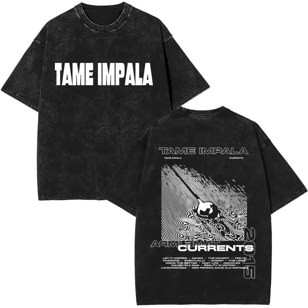 2025 lavé Vintage Tame Impala impression graphique T-shirts vêtements pour hommes Pop Rock groupe T-