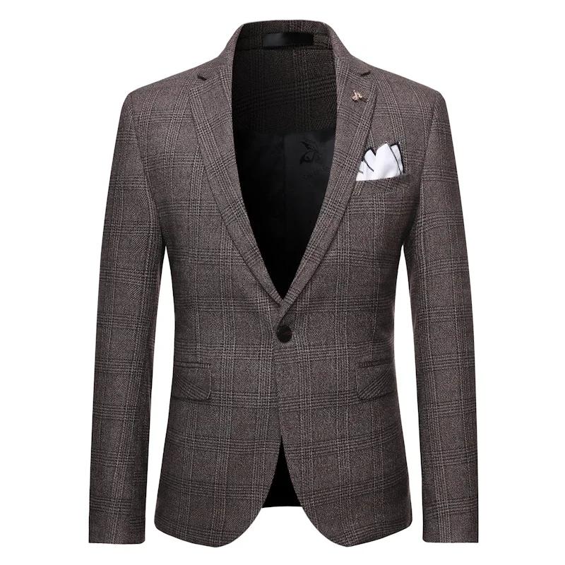 Ensemble de Banquet de Mariage à Carreaux pour Homme, Costume, Gilet, Pantalon, Grande Taille 5XL-M,