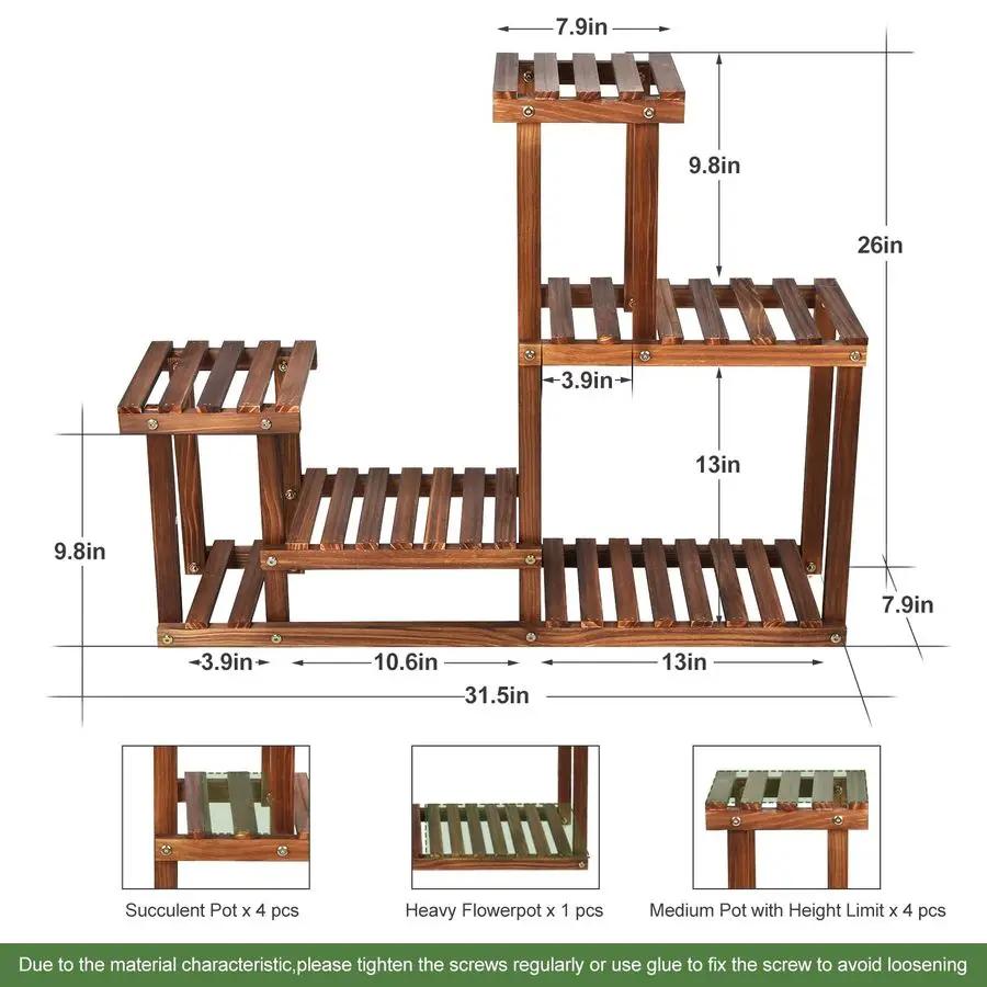 Support pour plantes en bois de pin, intérieur et extérieur, étagère à fleurs multicouche, support p