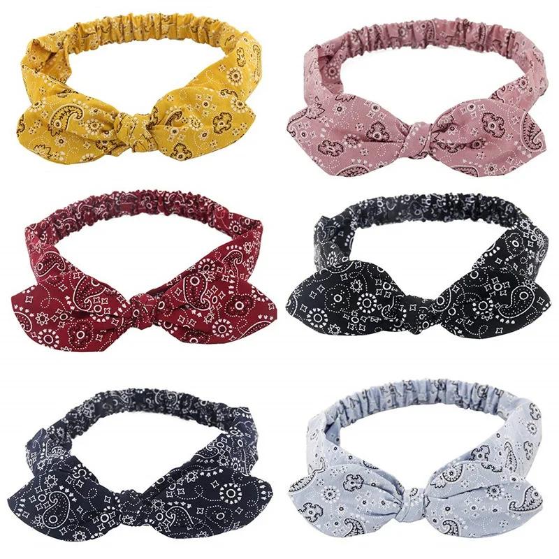 Bandeau Élastique à Nœud Croisé Imprimé Doux et Solide, Vintage pour Femme, Turban, Bandana de Style