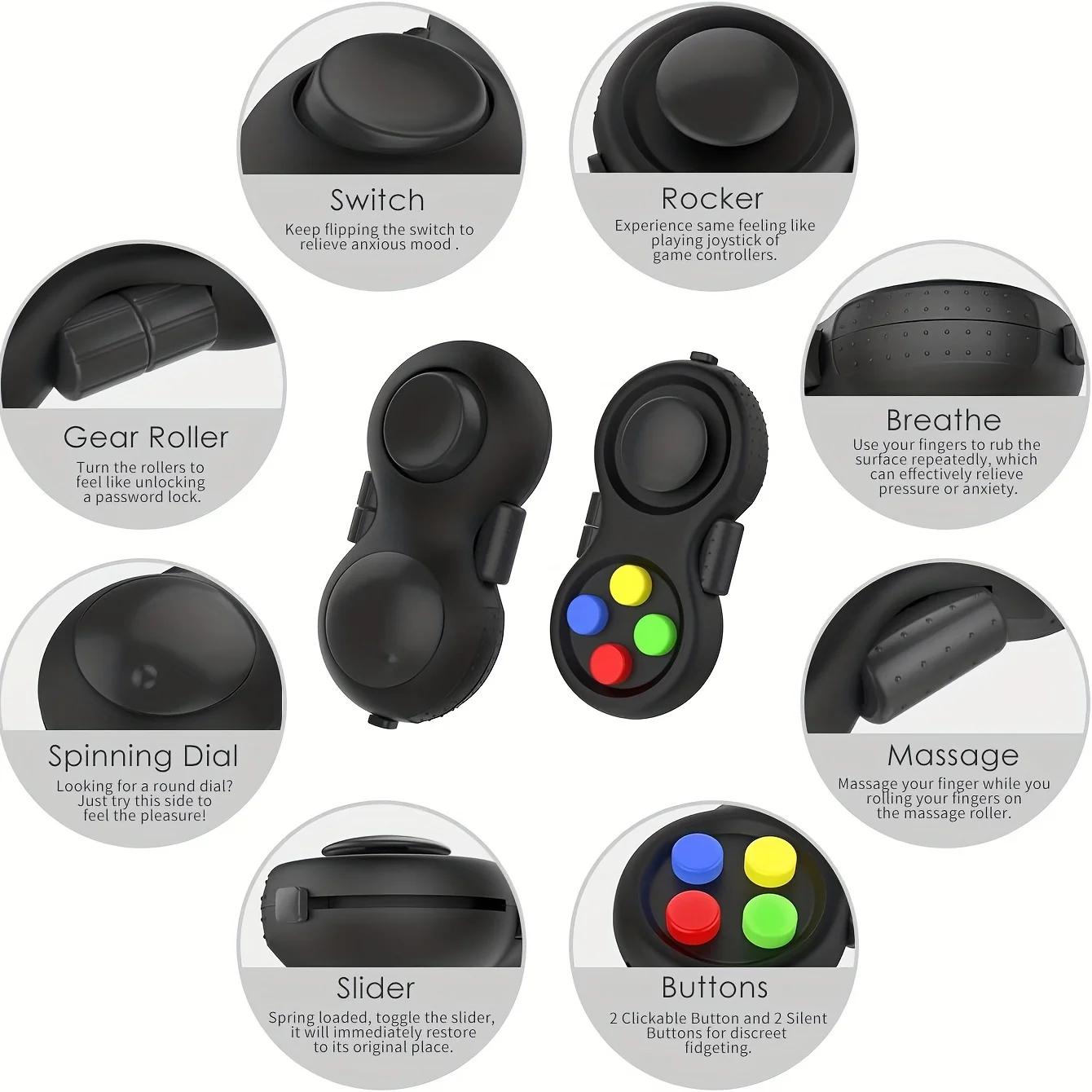 Fidget Pad avec 8 fonctions Fidget, réducteur de stress pour contrôleur Fidget, Cube jouet Fidget so