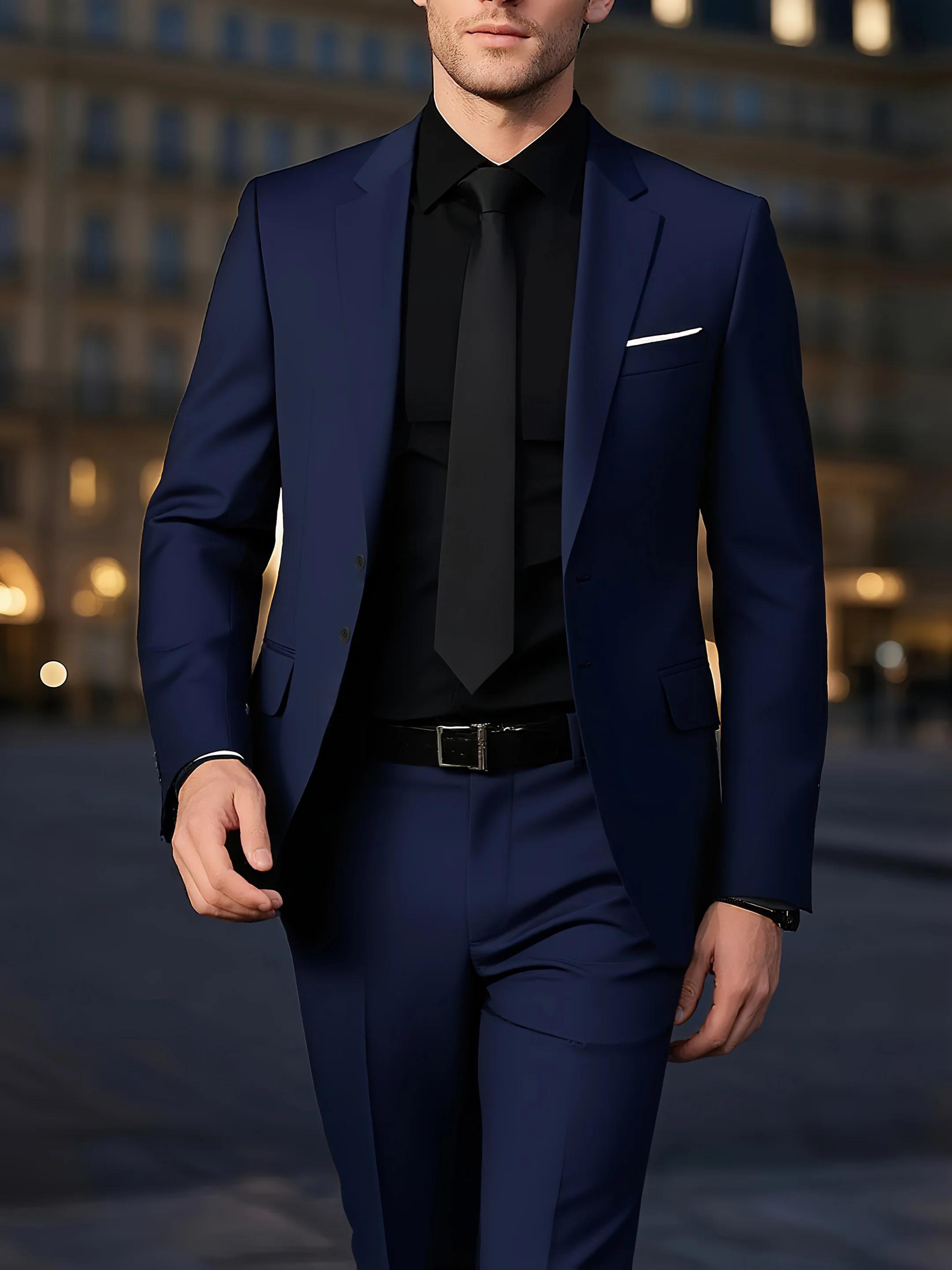 Ensemble de costume 2 pièces bordeaux pour homme (blazer + pantalon uniquement, gilet non inclus), v