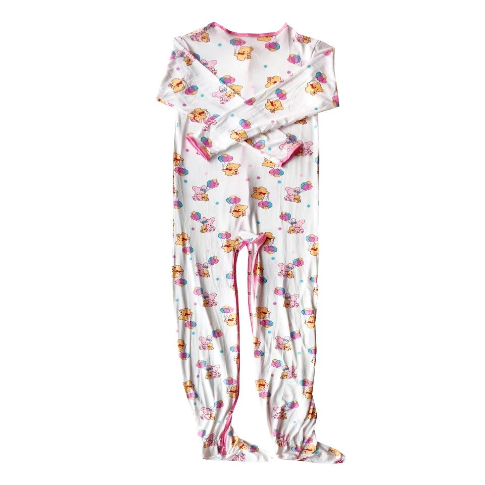 Adulte Onesie pyjamas longue combinaison pour adulte bébé Snap entrejambe barboteuse vêtements de nu