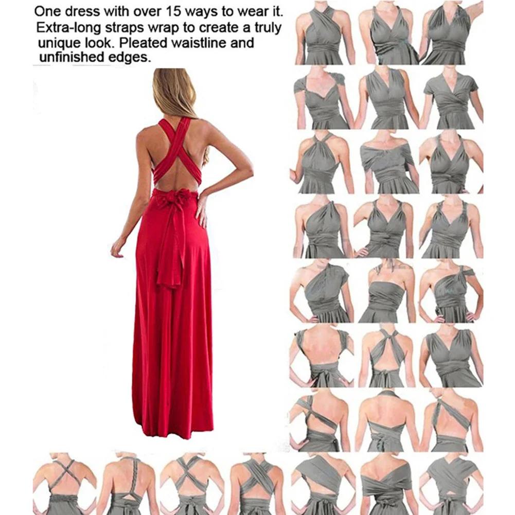 Sexy femmes Multiway Wrap Convertible Boho Maxi Club Robe rouge pansement Robe Longue fête demoisell