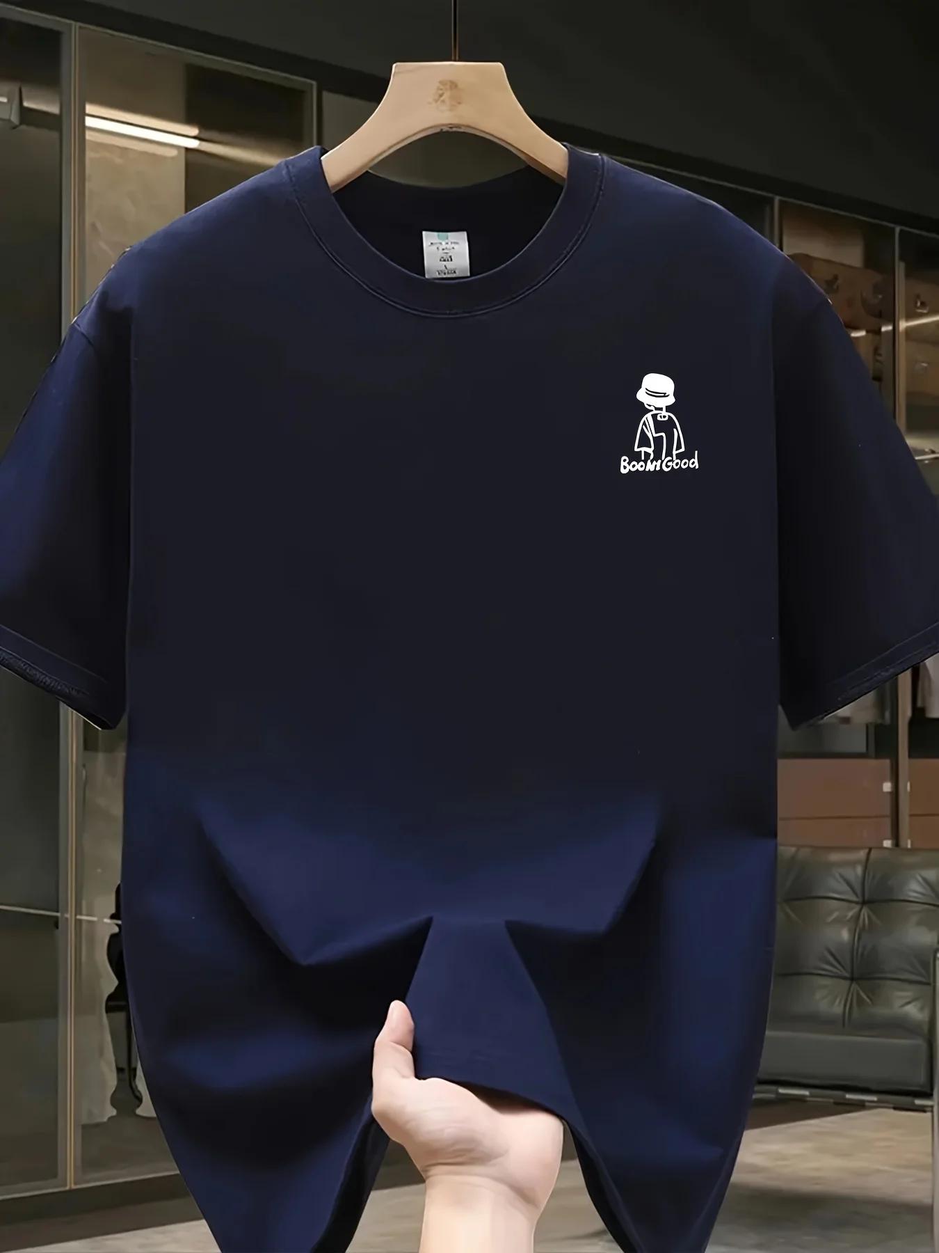 T-shirt décontracté pour homme 100% coton à manches courtes avec col rond, design tendance, polyvale