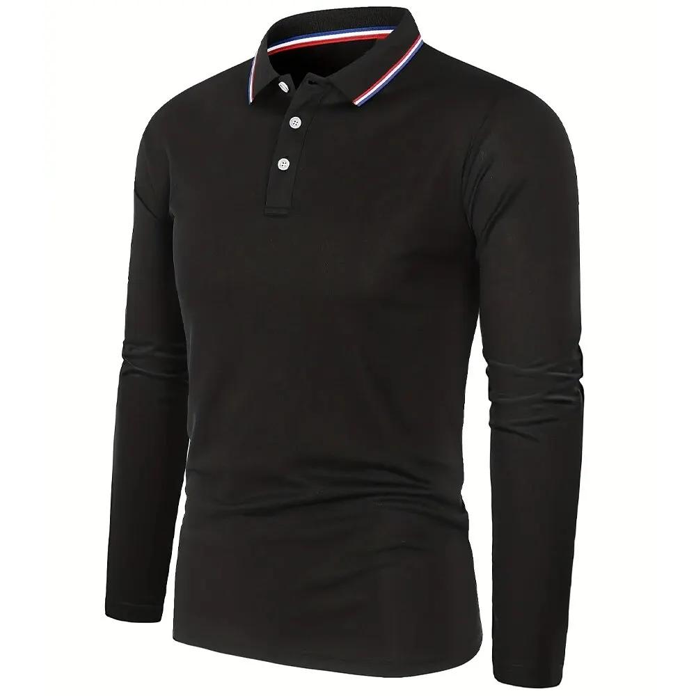 Hommes Printemps et Automne Casual Respirant Confortable Polo Vente Chaude De Mode Hommes D'affaires
