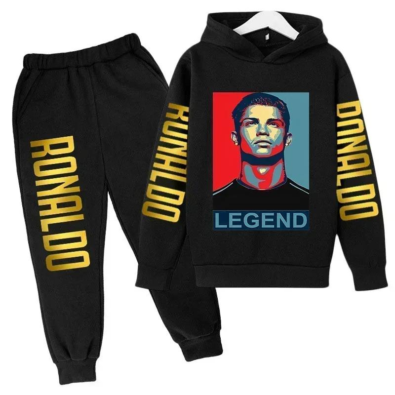 Ensemble de vêtements pour enfants à la mode d'automne, imprimé Ronaldo, sweat-shirt + pantalon, ens
