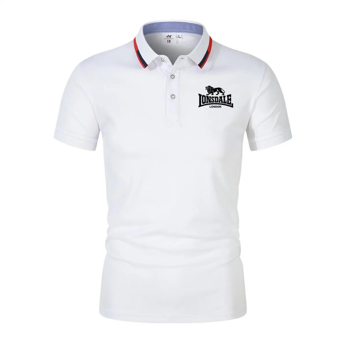 LONSDALE Polo élégant à imprimé lettres, chemise décontractée à col et manches courtes pour homme, h
