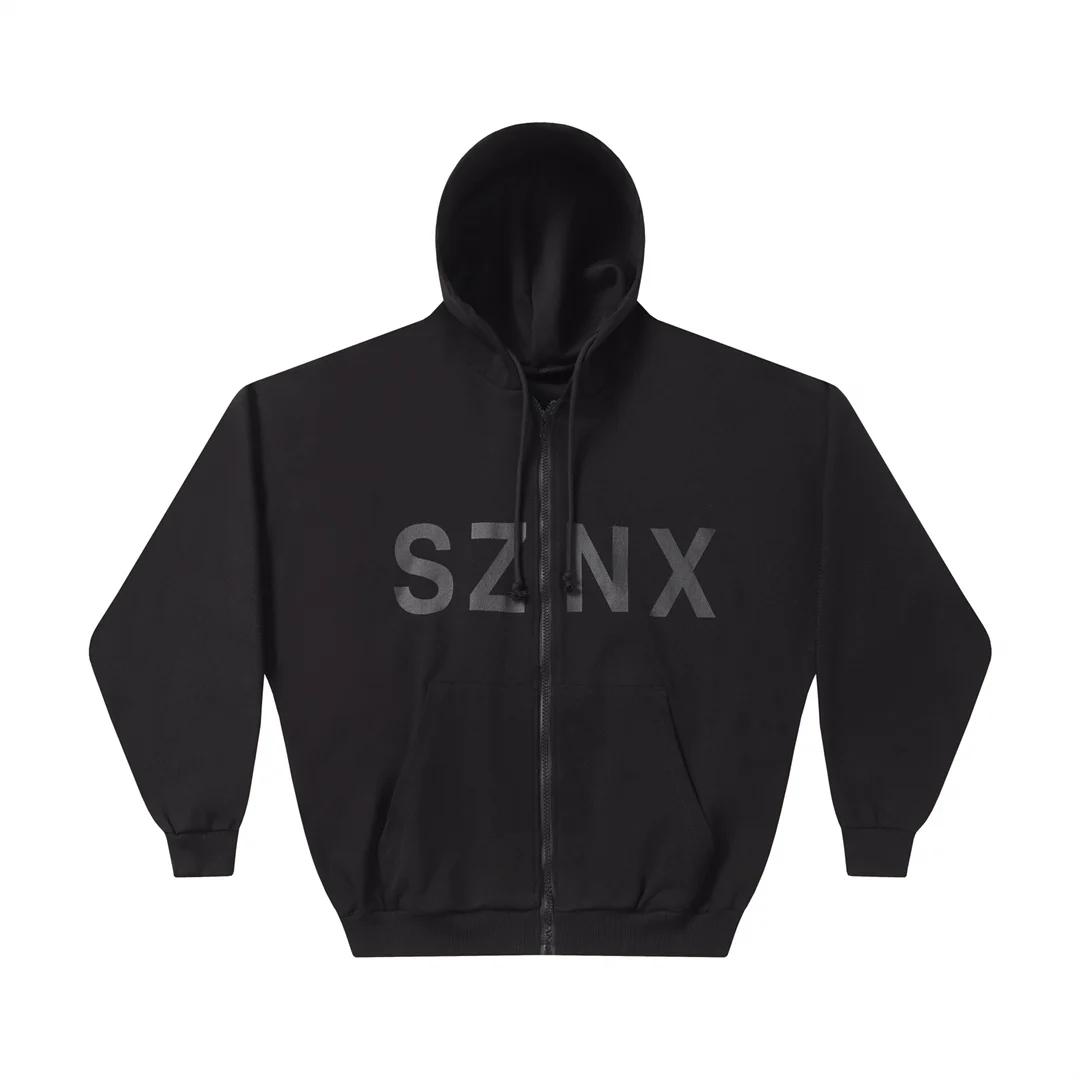 Cardigan noir cartouches Kanye SZNX CREW sweat à capuche avec fermeture éclair hommes femmes meilleu