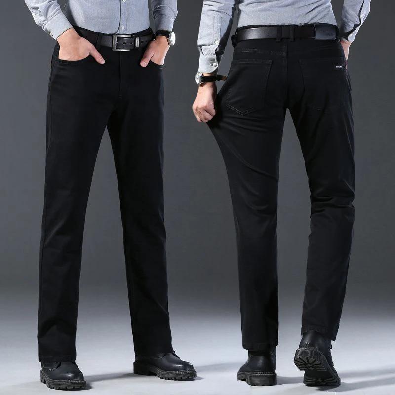 Printemps automne Vintage noir affaires jean hommes décontracté droit Stretch classique travail Deni