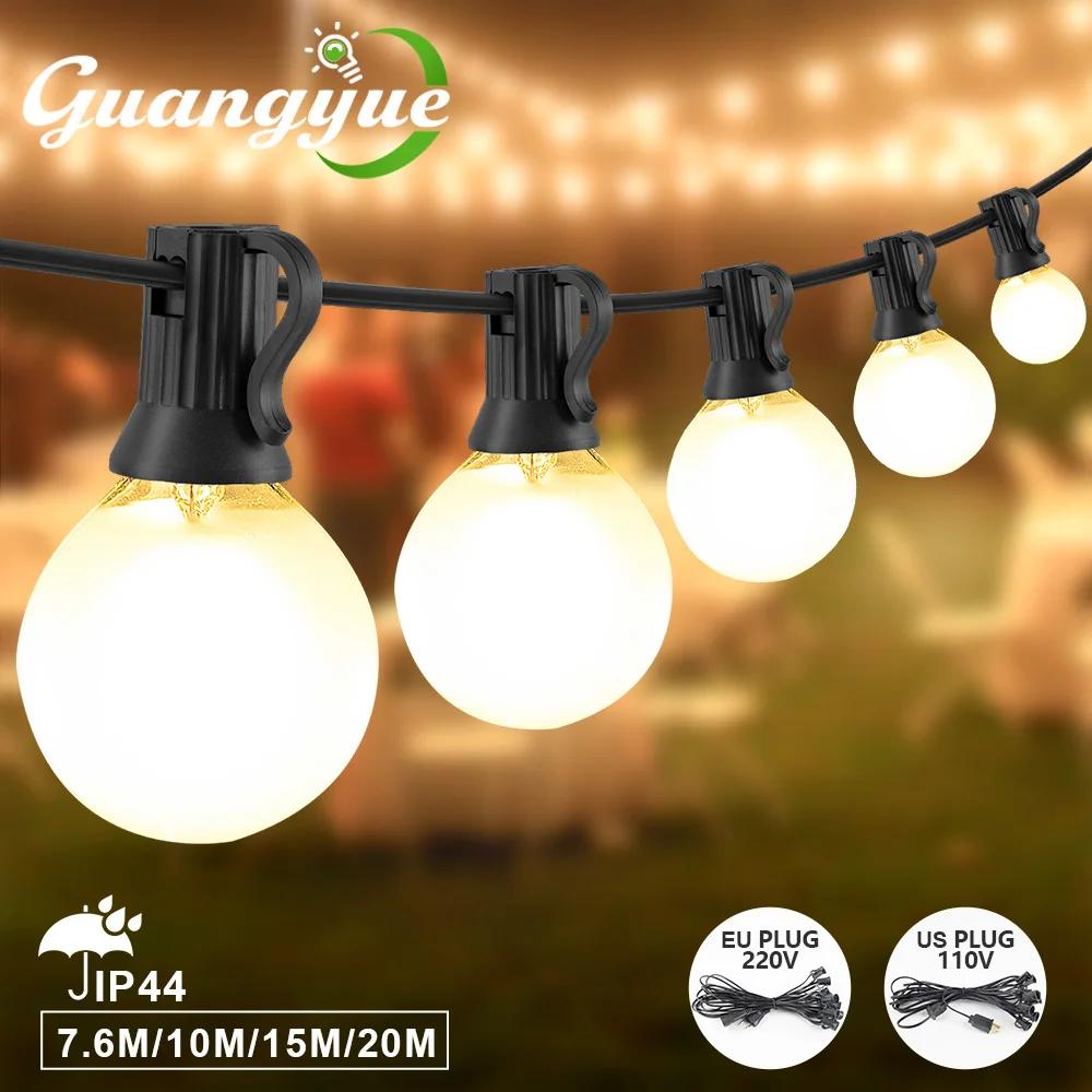 Guirlande lumineuse LED d'extérieur E12, ampoule globe givrée G40, blanc chaud, pour jardin, mariage