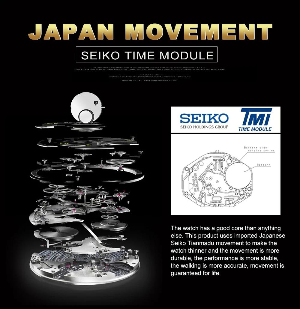 Classique Bauhaus Design hommes montre bleu foncé japon Quartz étanche en acier inoxydable mode affa