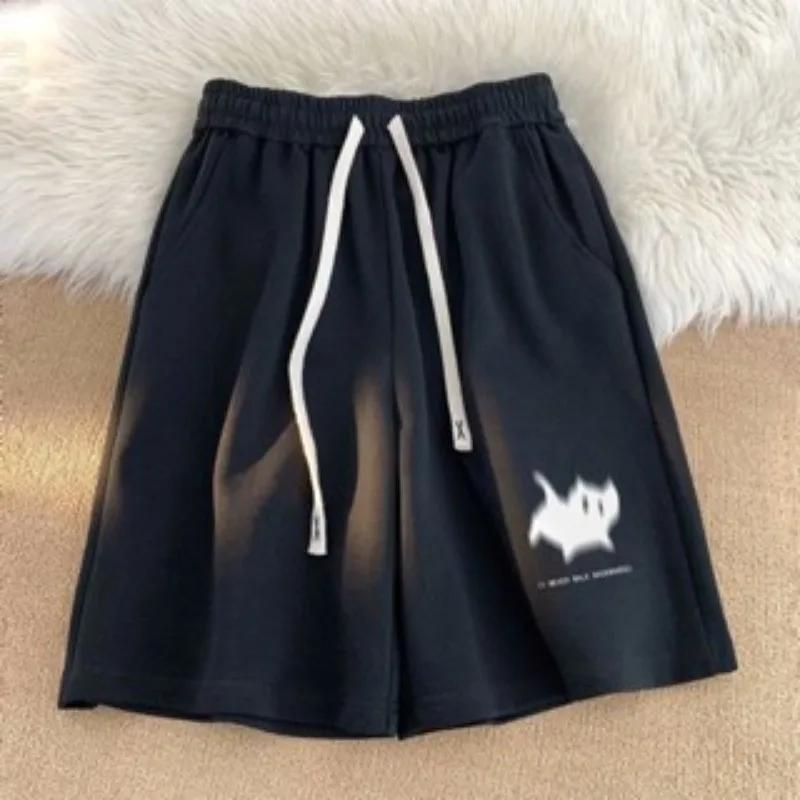 Short surdimensionné pour hommes, foulard gaussien, imprimé chatons, Short à cinq points pour Couple