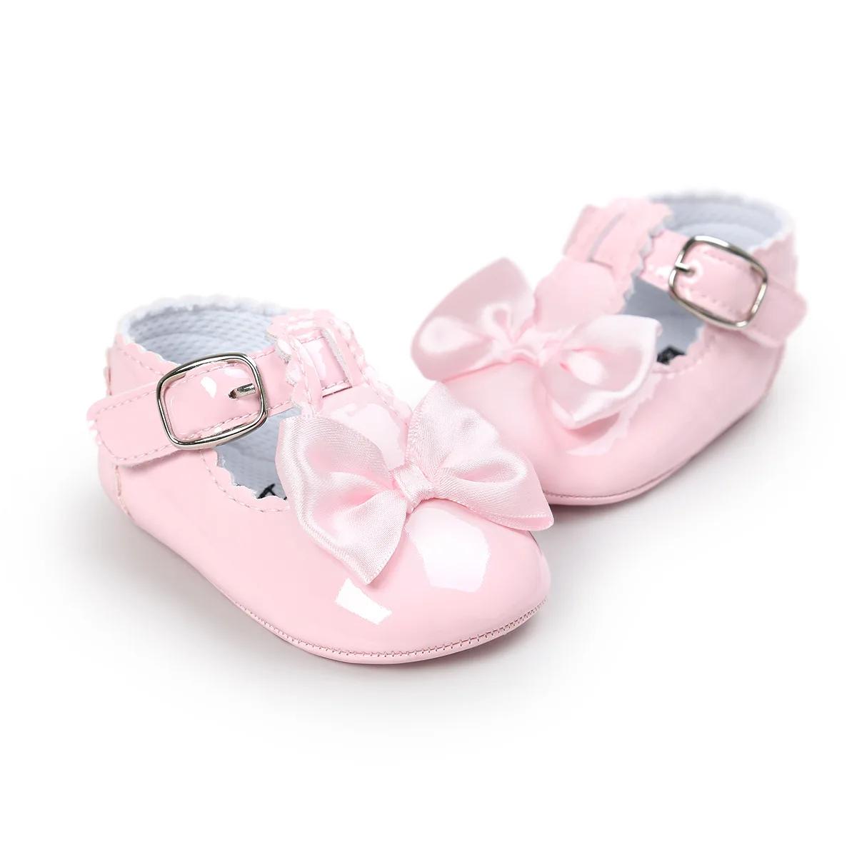 MRovior-Chaussures classiques pour bébés filles, semelle en caoutchouc avec nœud papillon, anti-alde