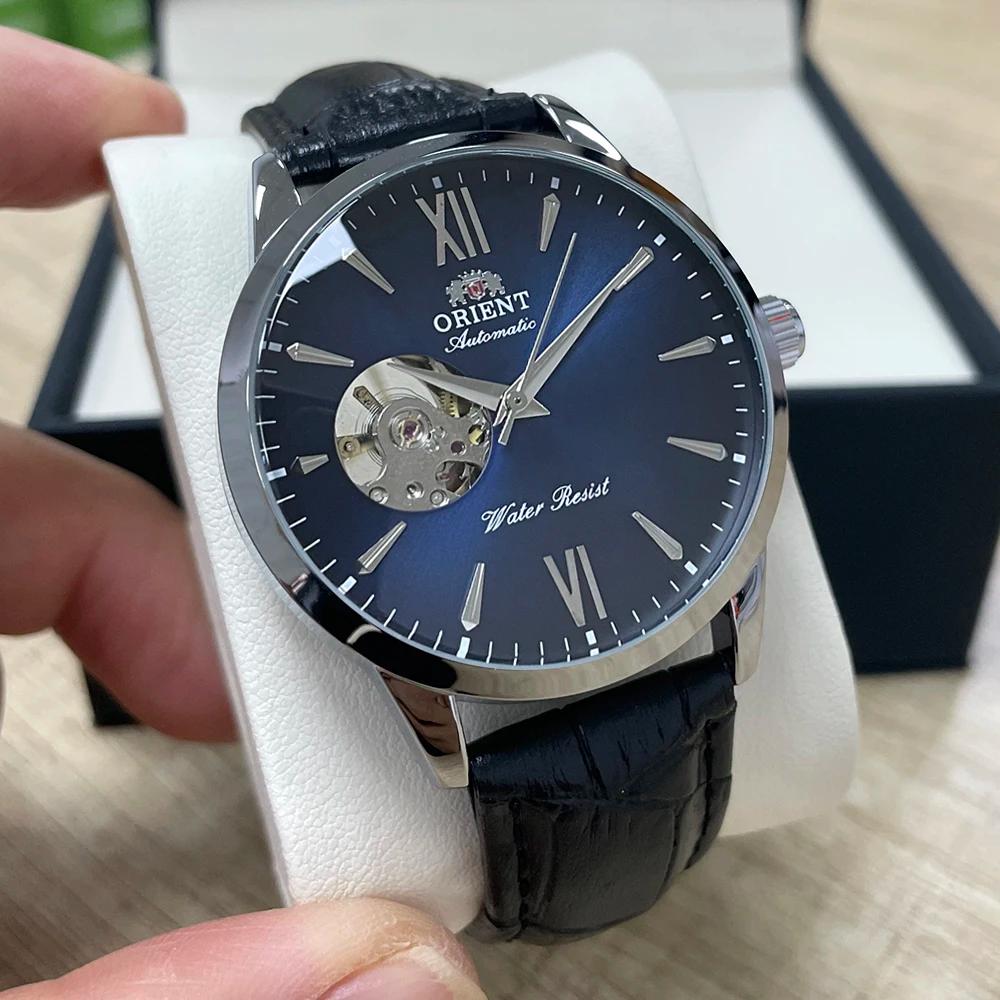 Orient – montre automatique à cœur ouvert pour hommes, cadran bleu, bracelet en acier inoxydable, te