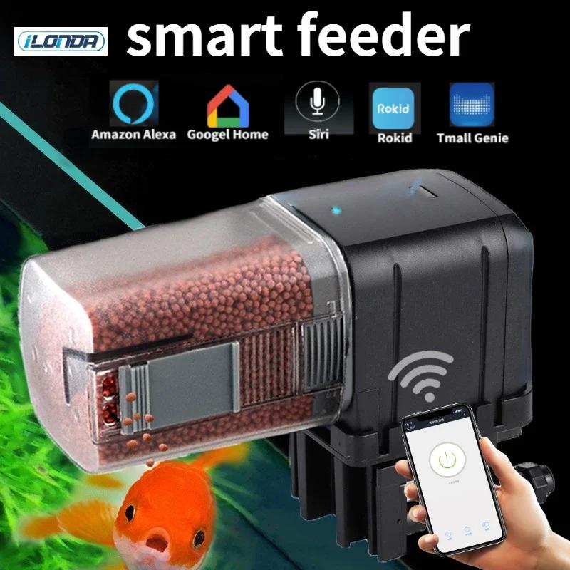 Mangeoire automatique pour poissons d'aquarium, haut-parleur intelligent sans fil, télécommande voca