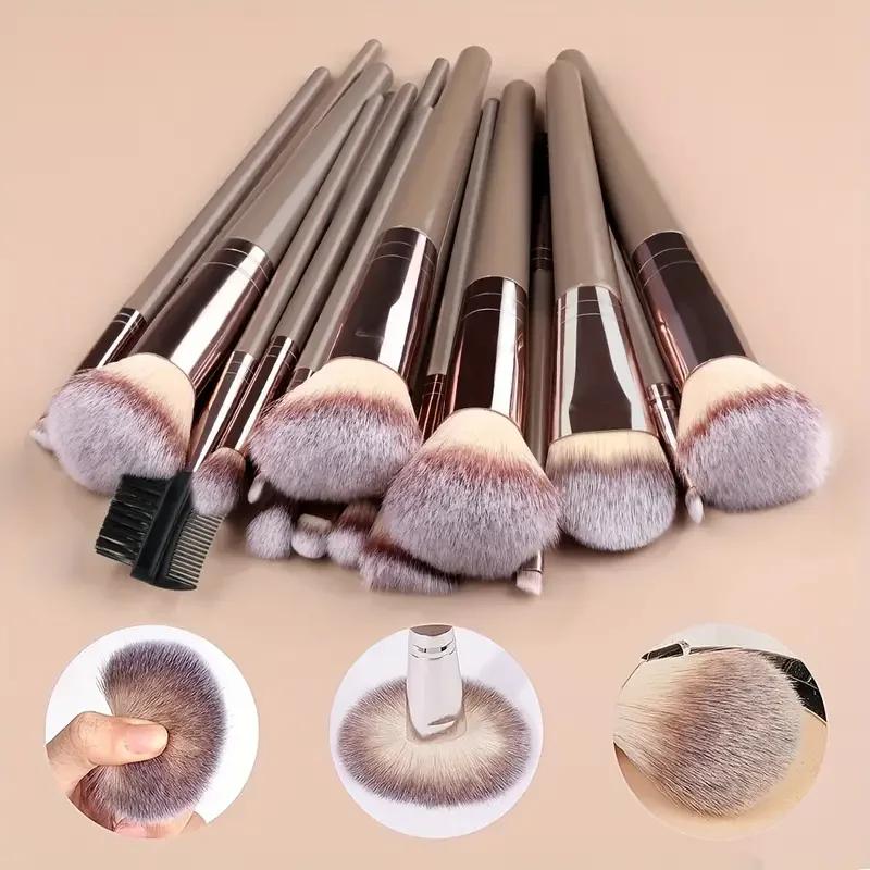 Ensemble professionnel de 3 à 20 pinceaux de maquillage doux et moelleux pour fond de teint, fard à 