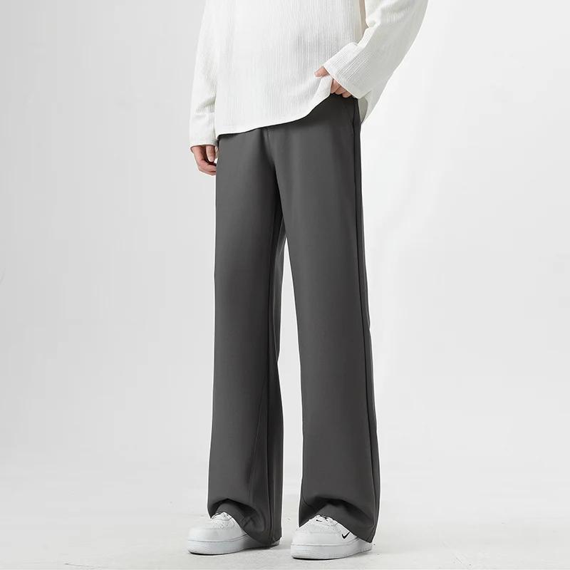 Small Flared Version Men's Casual Pants 2025 Fashion Korean Loose Elastic Drape Business Office Soli